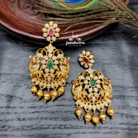 Gold Look Alike Peacock AD Zircon Earring