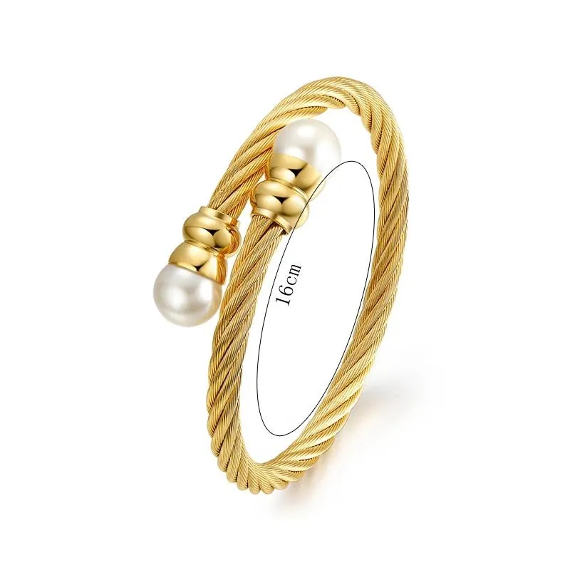 Golden Pearly Gates Twisted Singapore Chain Bangle