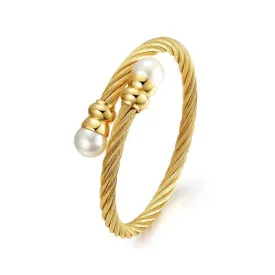 Golden Pearly Gates Twisted Singapore Chain Bangle