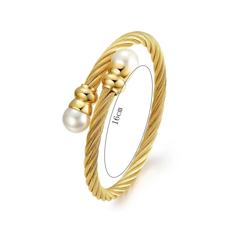 Golden Pearly Gates Twisted Singapore Chain Bangle