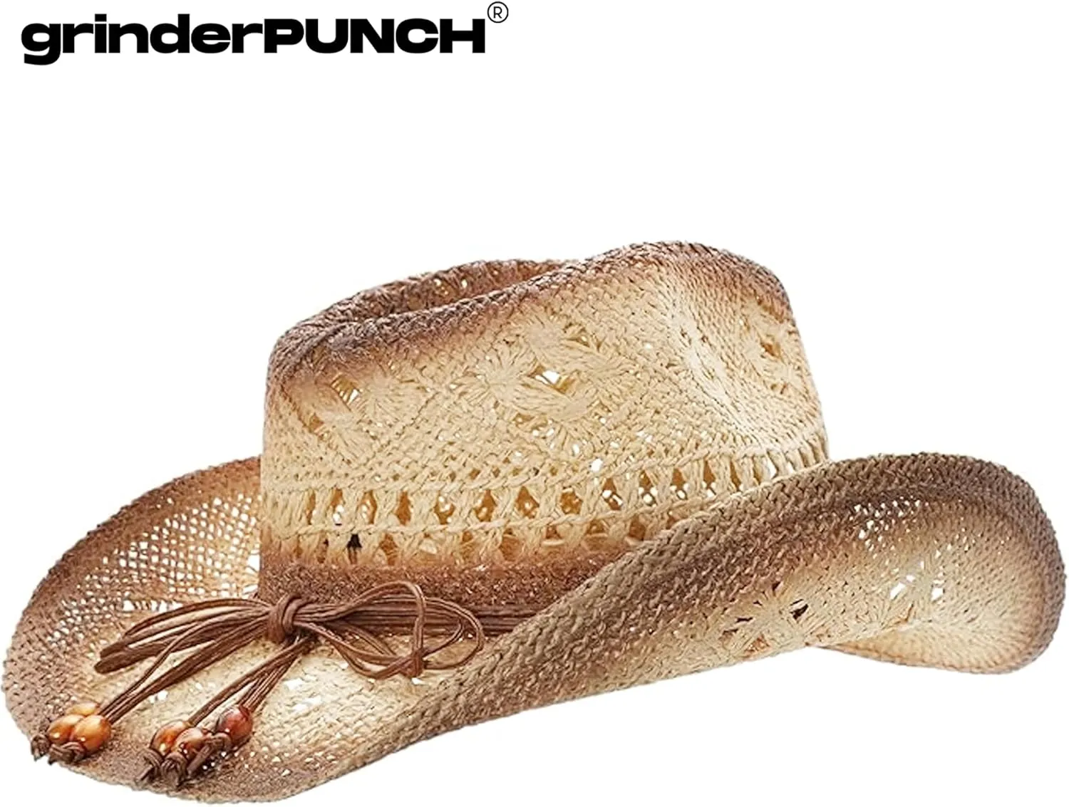 grinderPUNCH Western Outback Cowboy Hat Men's Women's Style Classic Straw Western Cowgirl Hat