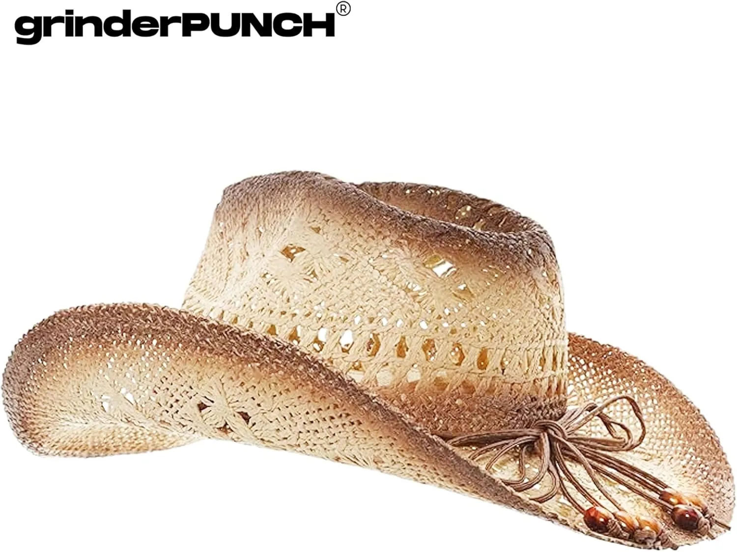 grinderPUNCH Western Outback Cowboy Hat Men's Women's Style Classic Straw Western Cowgirl Hat