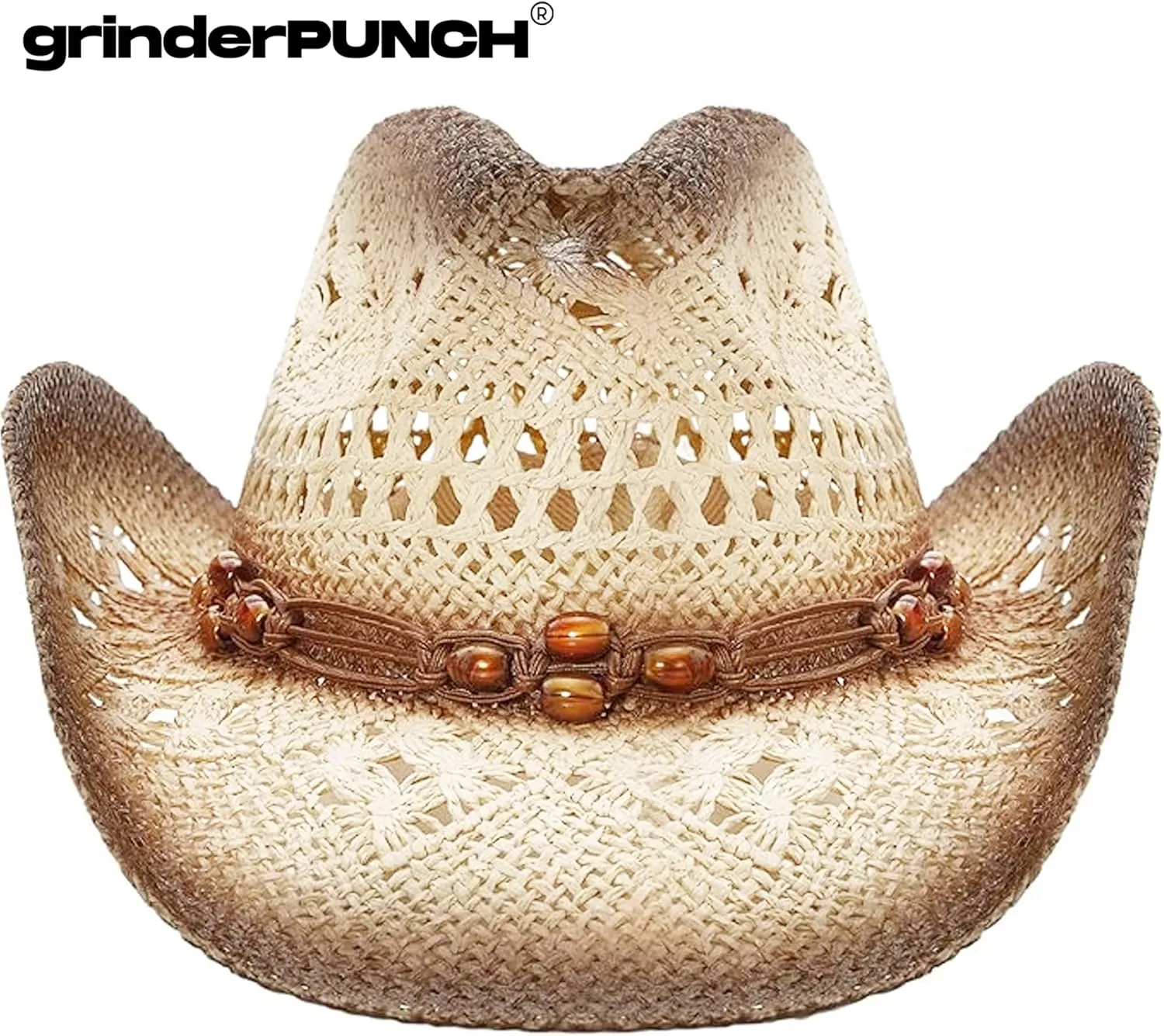grinderPUNCH Western Outback Cowboy Hat Men's Women's Style Classic Straw Western Cowgirl Hat