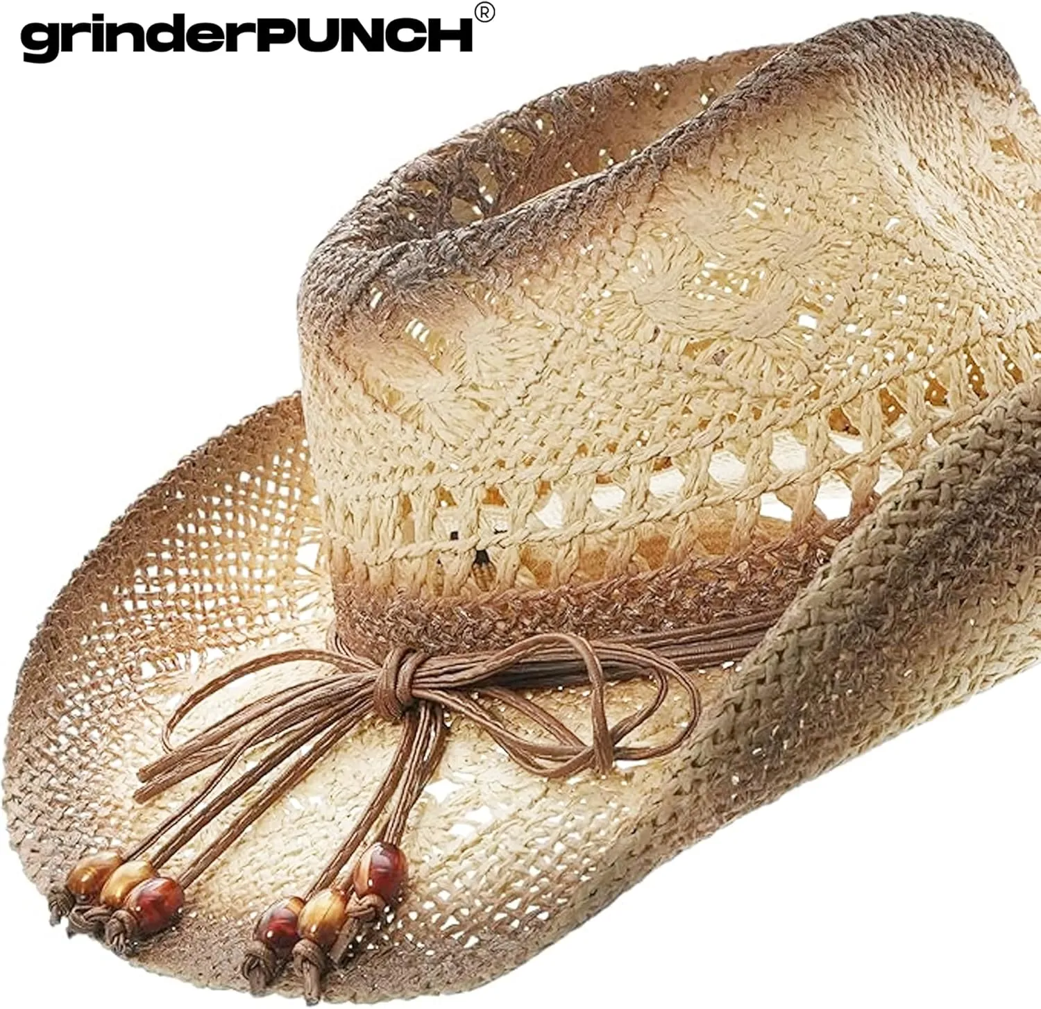 grinderPUNCH Western Outback Cowboy Hat Men's Women's Style Classic Straw Western Cowgirl Hat