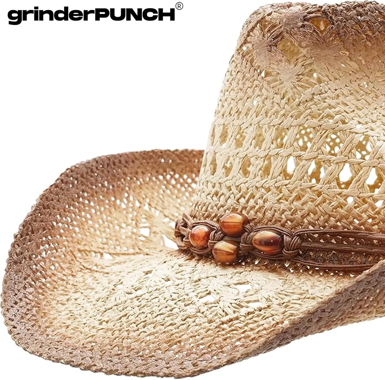 grinderPUNCH Western Outback Cowboy Hat Men's Women's Style Classic Straw Western Cowgirl Hat