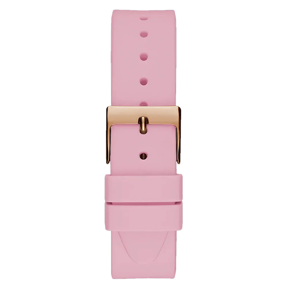 Guess Lady Idol Rose Gold Tone Pink Silicone Band Women's Watch GW0530L4