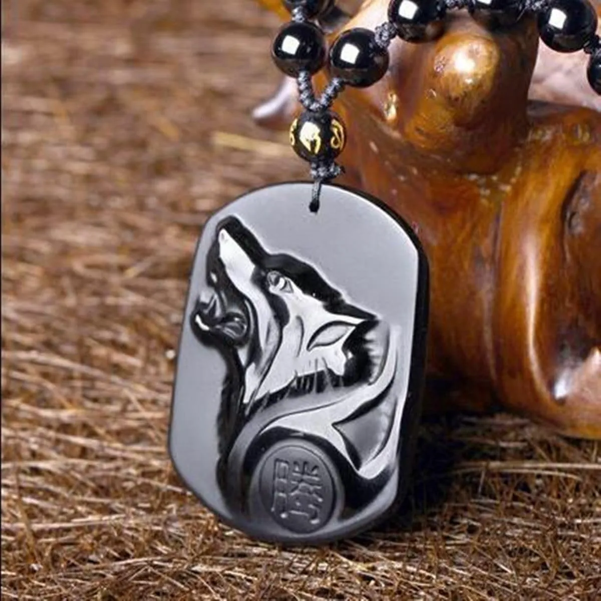 Hand-Carved Black Obsidian Pendant Necklace ?C Genuine Obsidian Pendnat & Beaded Chain ?C Spiritual Protection Jewelry Blessed by Real Masters ?C Healing Crystal Amulet for Balance & Energy