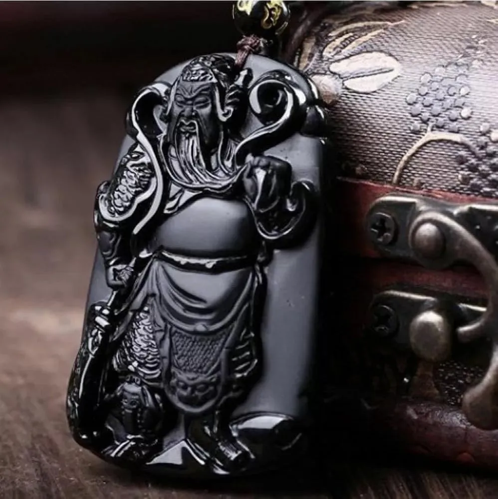 Hand-Carved Black Obsidian Pendant Necklace ?C Genuine Obsidian Pendnat & Beaded Chain ?C Spiritual Protection Jewelry Blessed by Real Masters ?C Healing Crystal Amulet for Balance & Energy