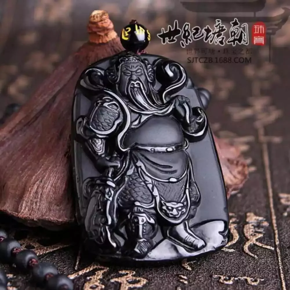 Hand-Carved Black Obsidian Pendant Necklace ?C Genuine Obsidian Pendnat & Beaded Chain ?C Spiritual Protection Jewelry Blessed by Real Masters ?C Healing Crystal Amulet for Balance & Energy