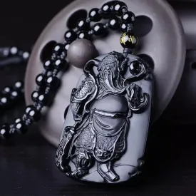 Hand-Carved Black Obsidian Pendant Necklace ?C Genuine Obsidian Pendnat & Beaded Chain ?C Spiritual Protection Jewelry Blessed by Real Masters ?C Healing Crystal Amulet for Balance & Energy
