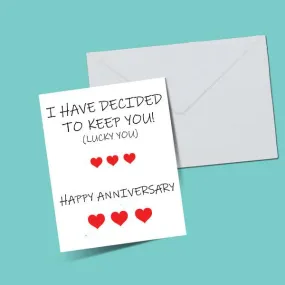 Happy Anniversay Lucky Red Hearts Greeting Card