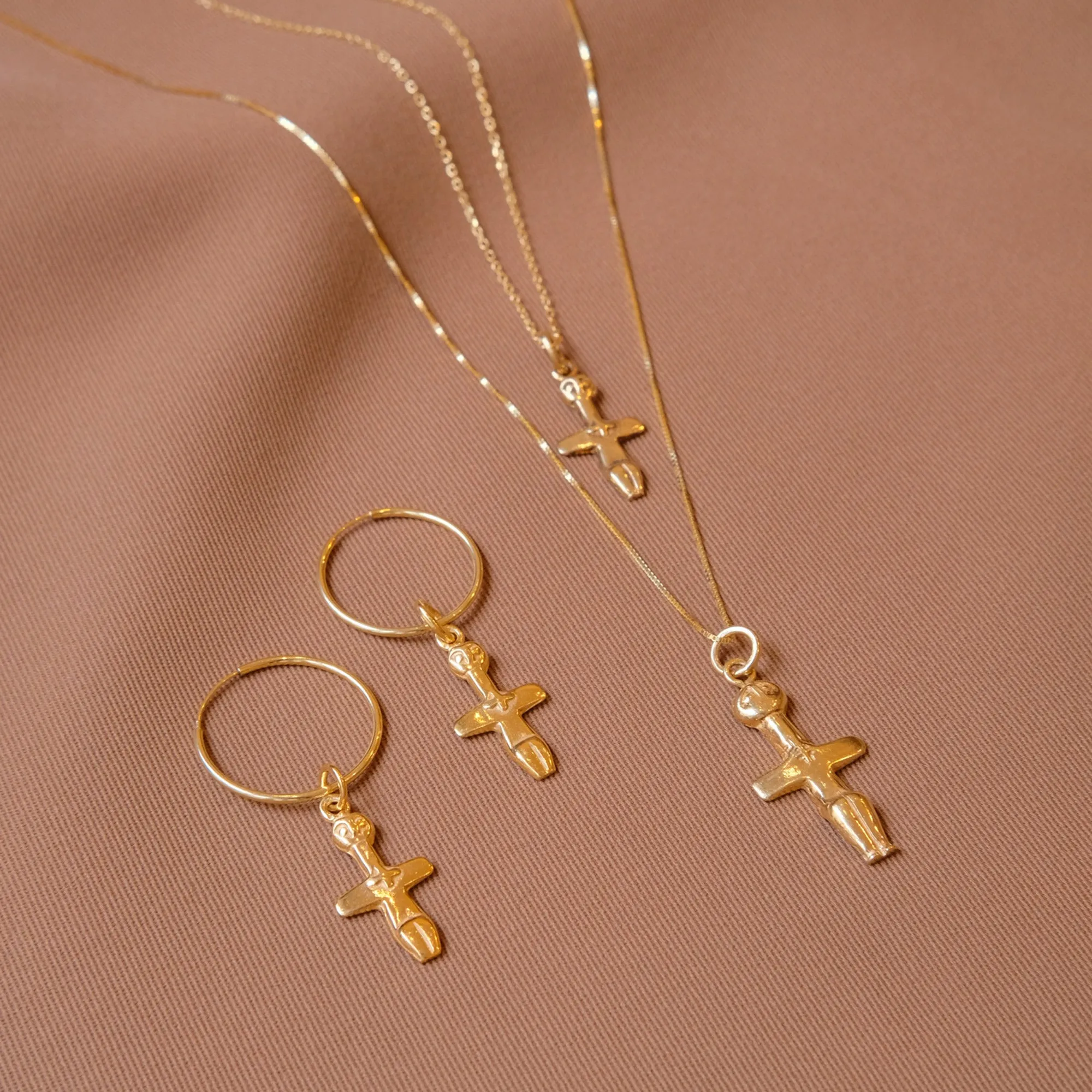 Hoop Earrings with Fertility Figurine pendant