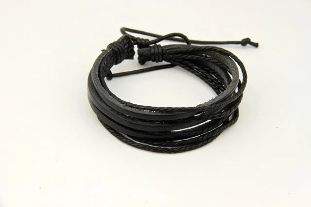 Hot Sale Wrap Genuine Leather Bracelet  Braided Rope for Men Women Fashion Jewelry Friendship Bracelet Gift Fast Shipping XCJ024