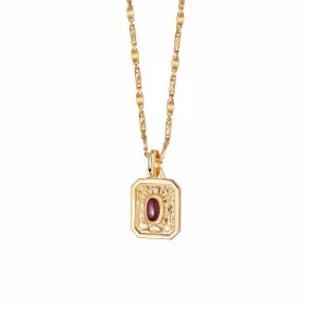 January Garnet Birthstone Necklace 18ct Gold Plate