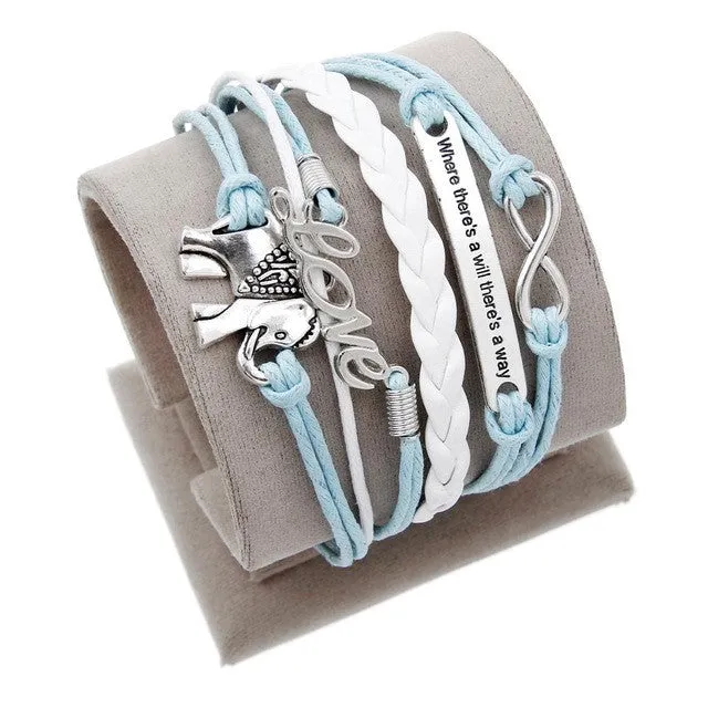 Juegos Del Hambre Vintage Bird Owls Anchor Bracelets Wrap Leather Bracelet Charm bracelets pulseira couro bracelets for women