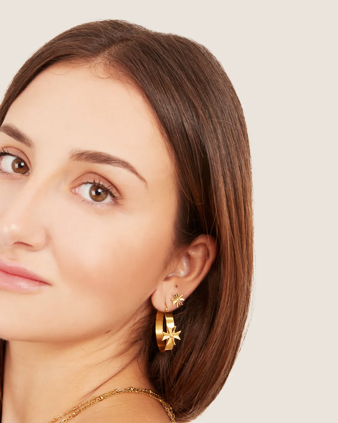 Kavallieri Honour Maltese Cross Statement Hoop Earrings, Gold