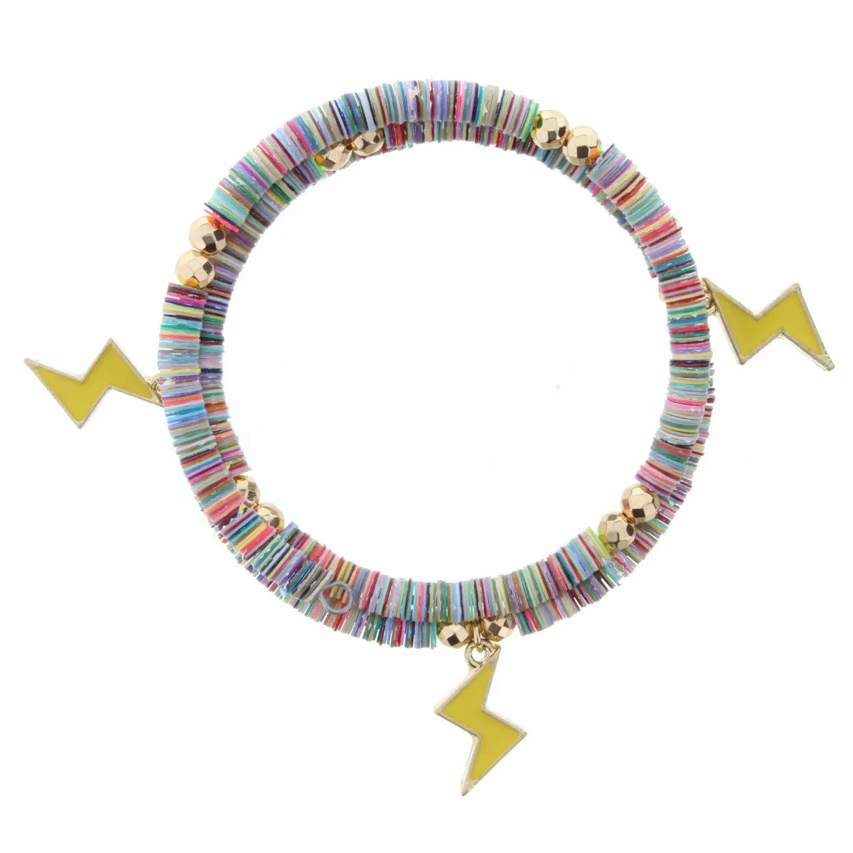 KIDS MULTI SEQUIN WRAP WITH LIGHTNING BOLT CHARMS BRACELET