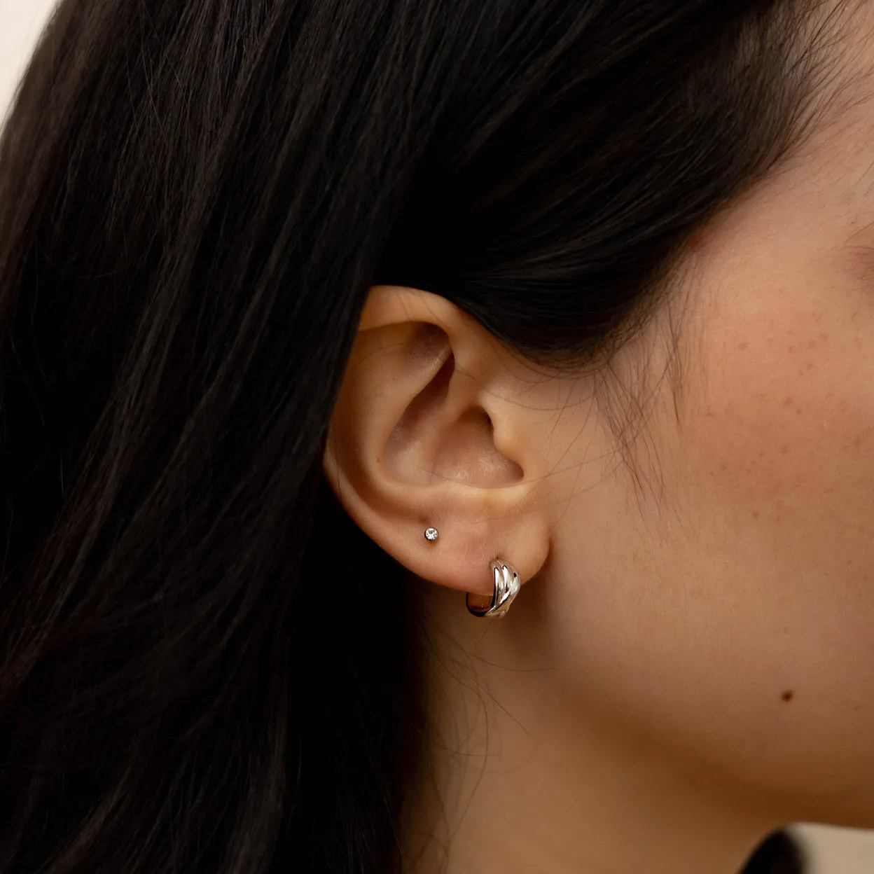 Knot Stud Hoop Earrings