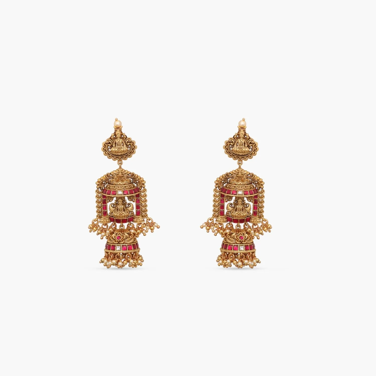 Laxmi Kempu Antique Nakshi Silver Necklace Set