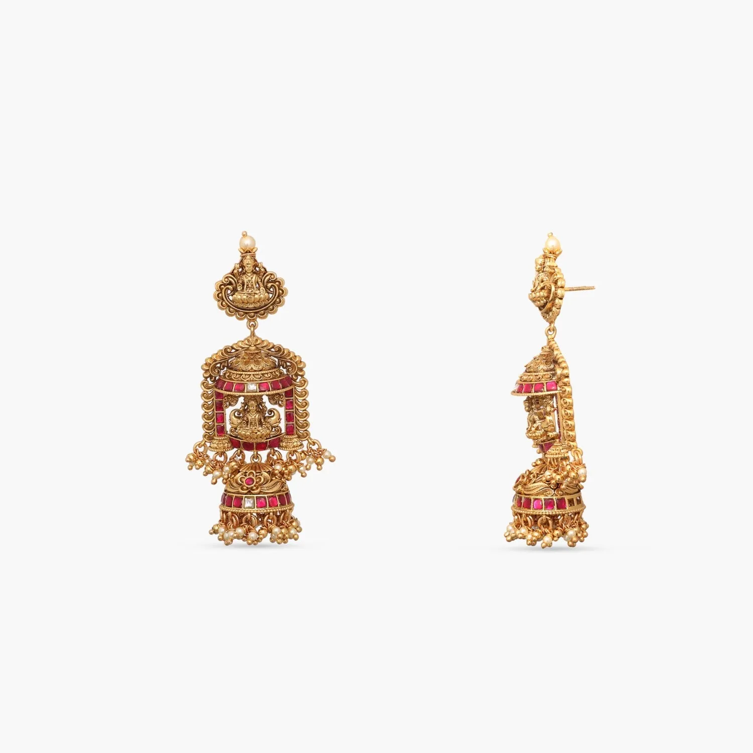 Laxmi Kempu Antique Nakshi Silver Necklace Set