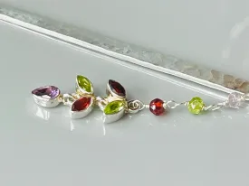 Luxury Sterling Silver Hair Stick Garnet Amethyst Peridot Silver Kanzashi Hair Stick