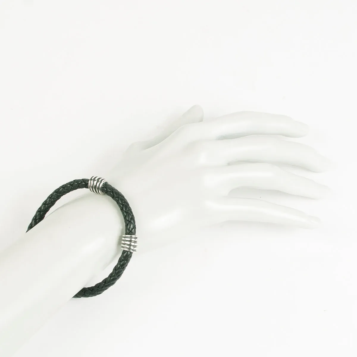 Men's Waves Bracelet in Black Leather