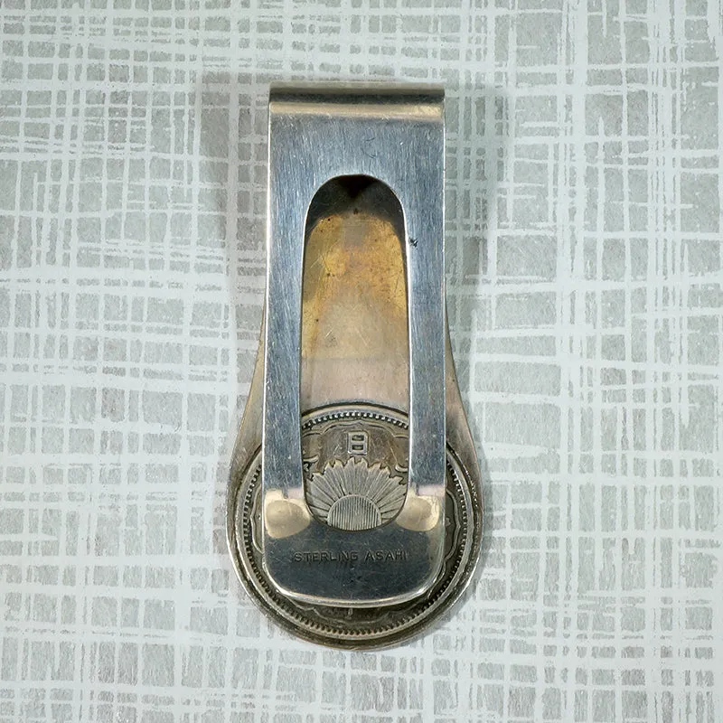 Mid-Century Sterling Money Clip with 50 Sen Piece