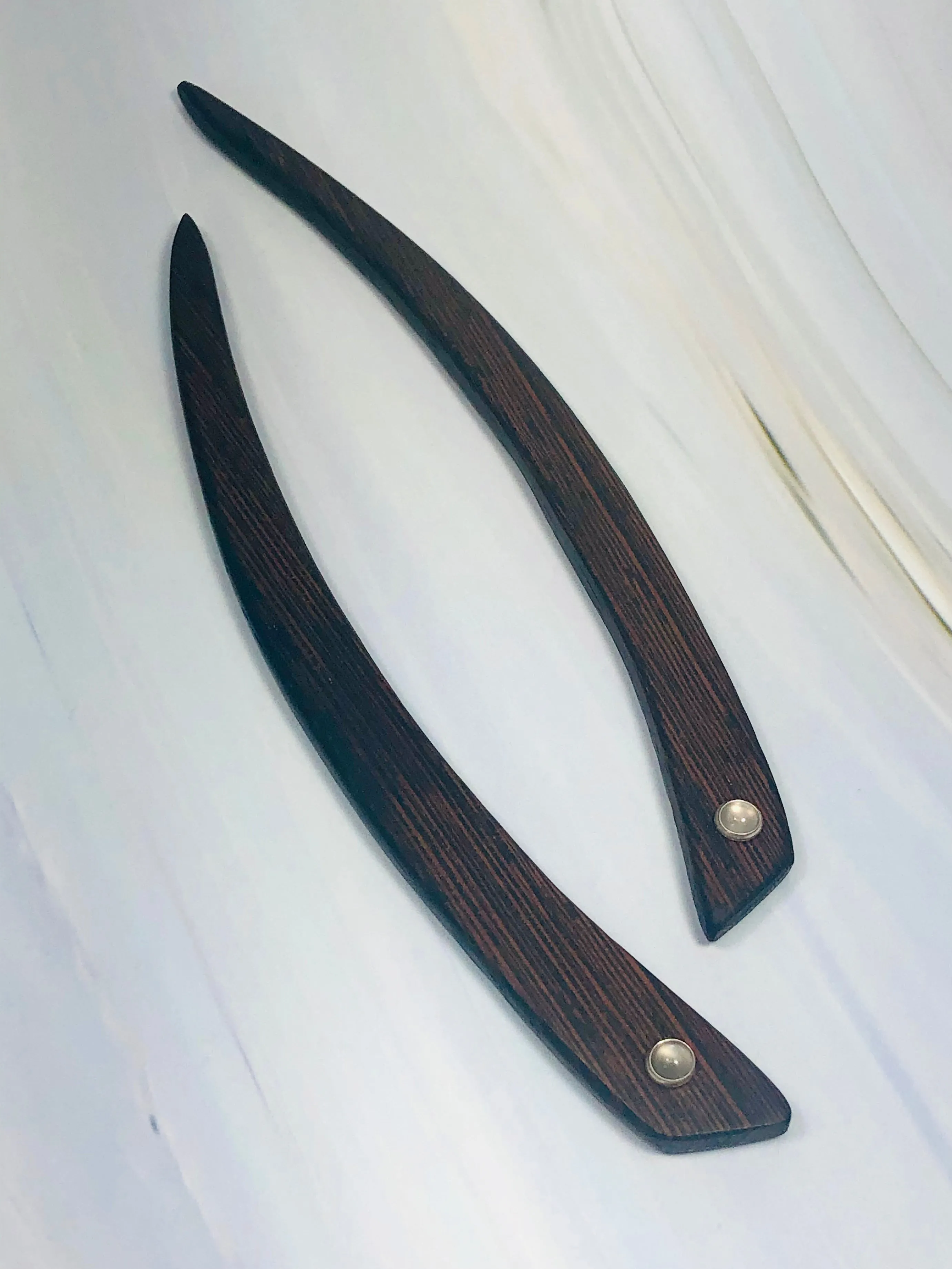 Modern Hair Sticks Minimalist Hair Sticks Wenge and Moonstone wood hair sticks