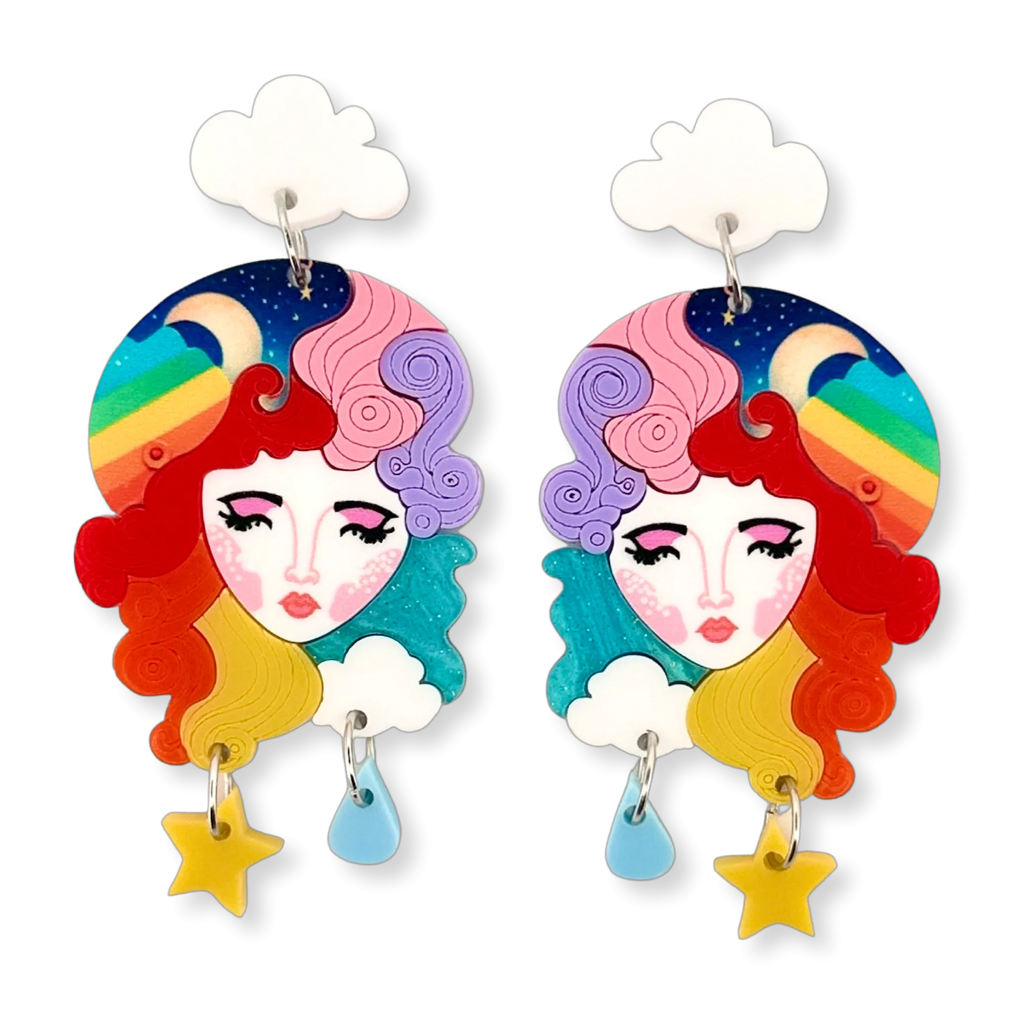 Moon Rainbow  🌝 🌈 - earrings - Set of 2