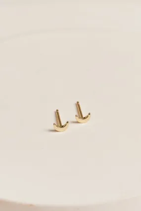 Moon Stud Earrings Gold