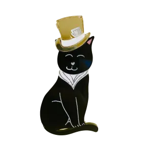 Mr Catsby black kitty brooch