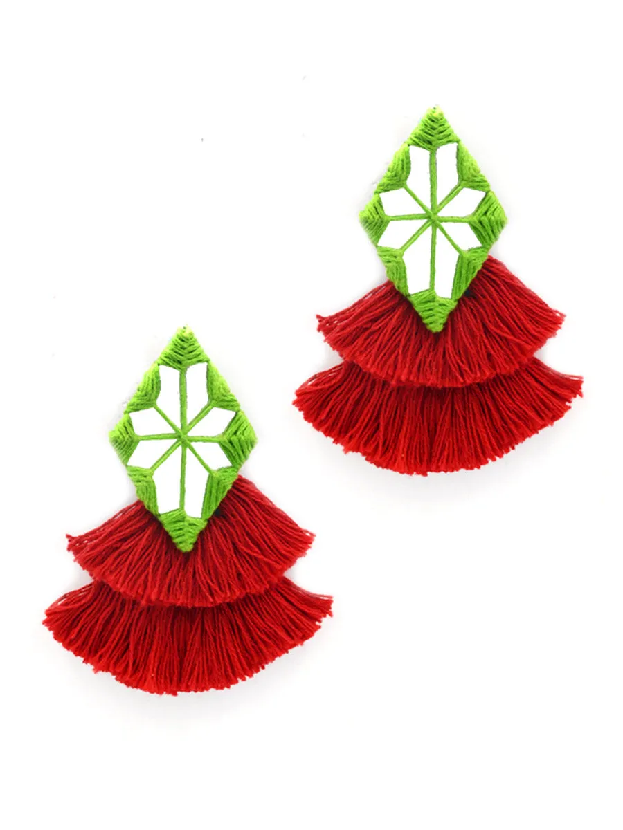 Naaz Hand-Embroidered Tassel Earrings