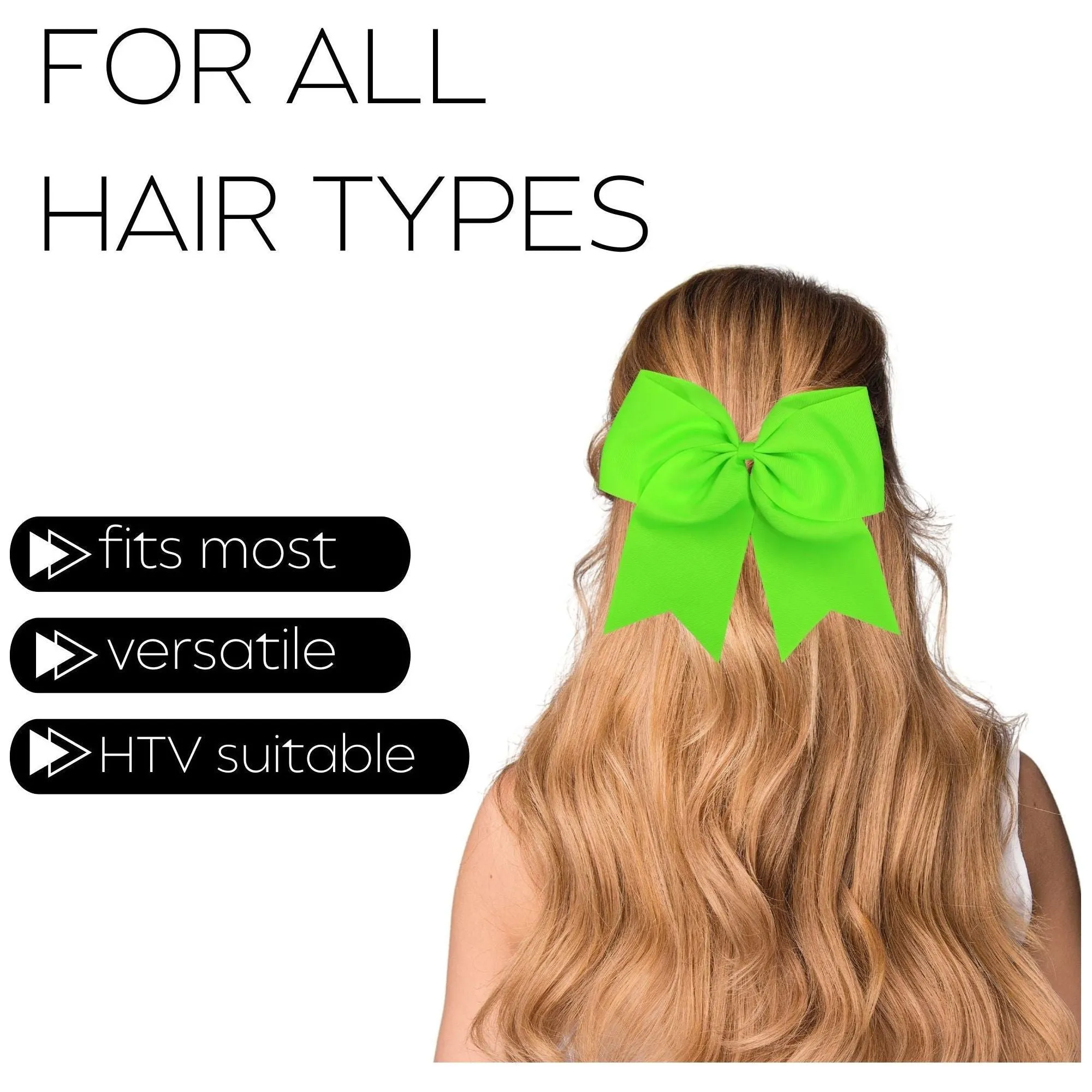 Neon Green Cheer Bows - 10 Pack