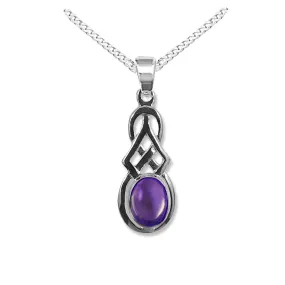 NEW: Celtic Pendant Necklace Oval Amethyst