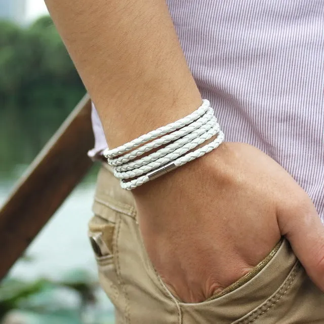 New Fashion 5 layer Leather Bracelets & charm Bangle Handmade Round Rope Turn Buckle Bracelet For Women Men Low Price Wholesale