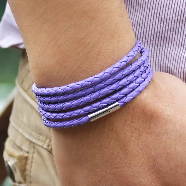 New Fashion 5 layer Leather Bracelets & charm Bangle Handmade Round Rope Turn Buckle Bracelet For Women Men Low Price Wholesale