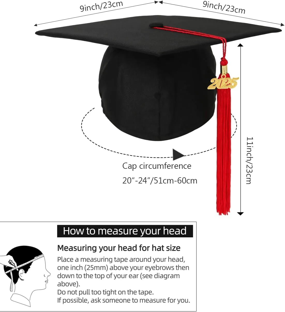 Newrara Graduation Unisex Matte Adult Graduation Cap with Tassel