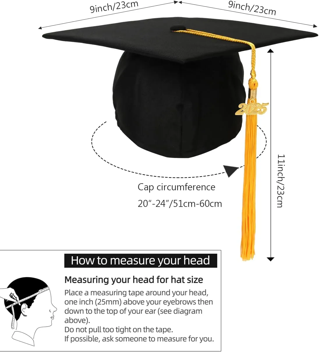 Newrara Graduation Unisex Matte Adult Graduation Cap with Tassel