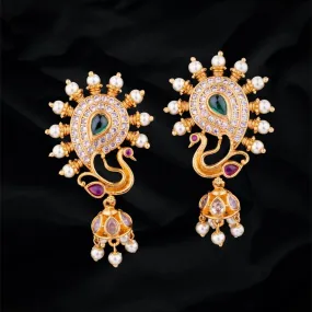 Peacock Kemp Jhumka Earring