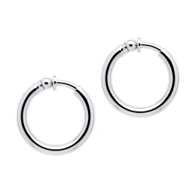 Platinum Hoop Clip Earrings