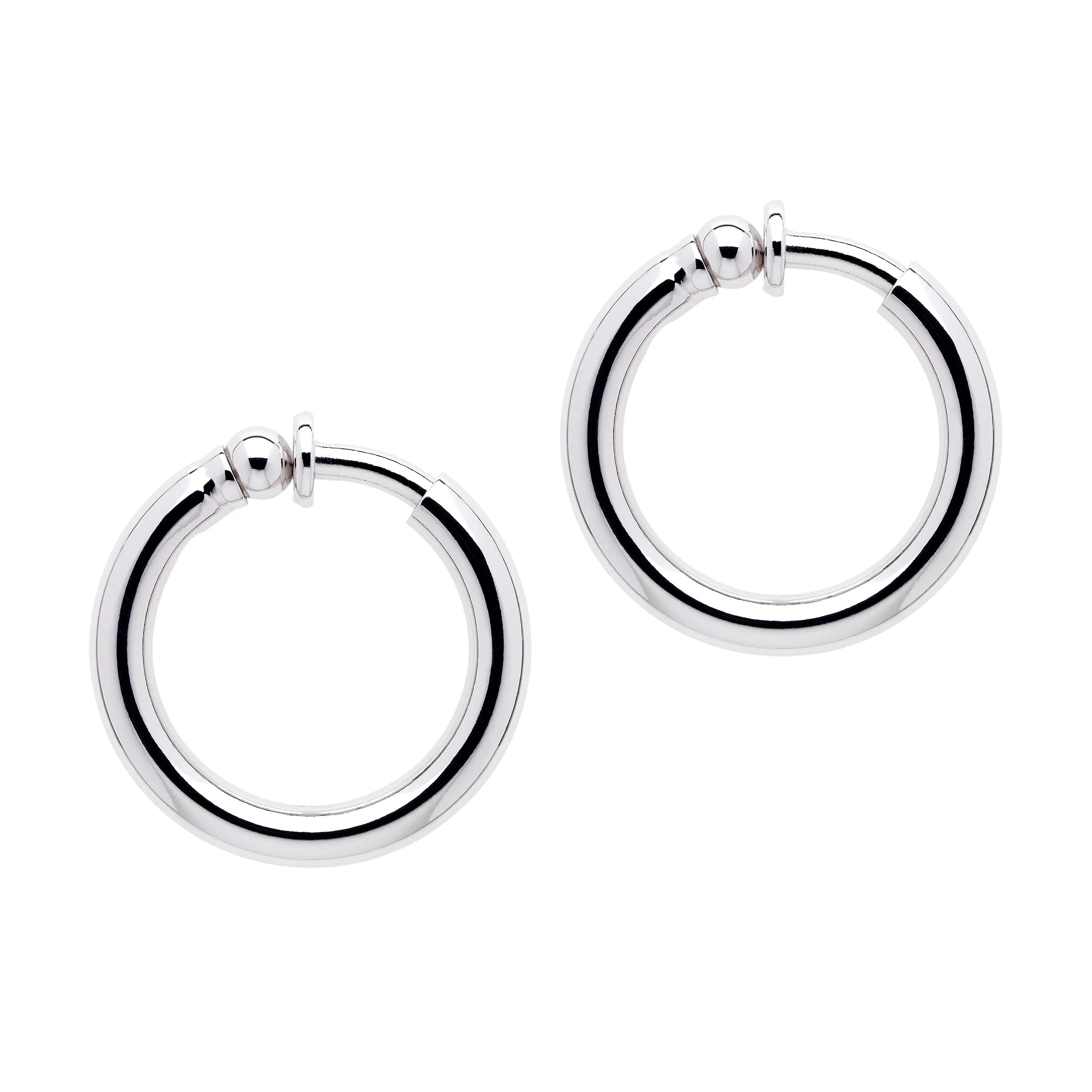 Platinum Hoop Clip Earrings