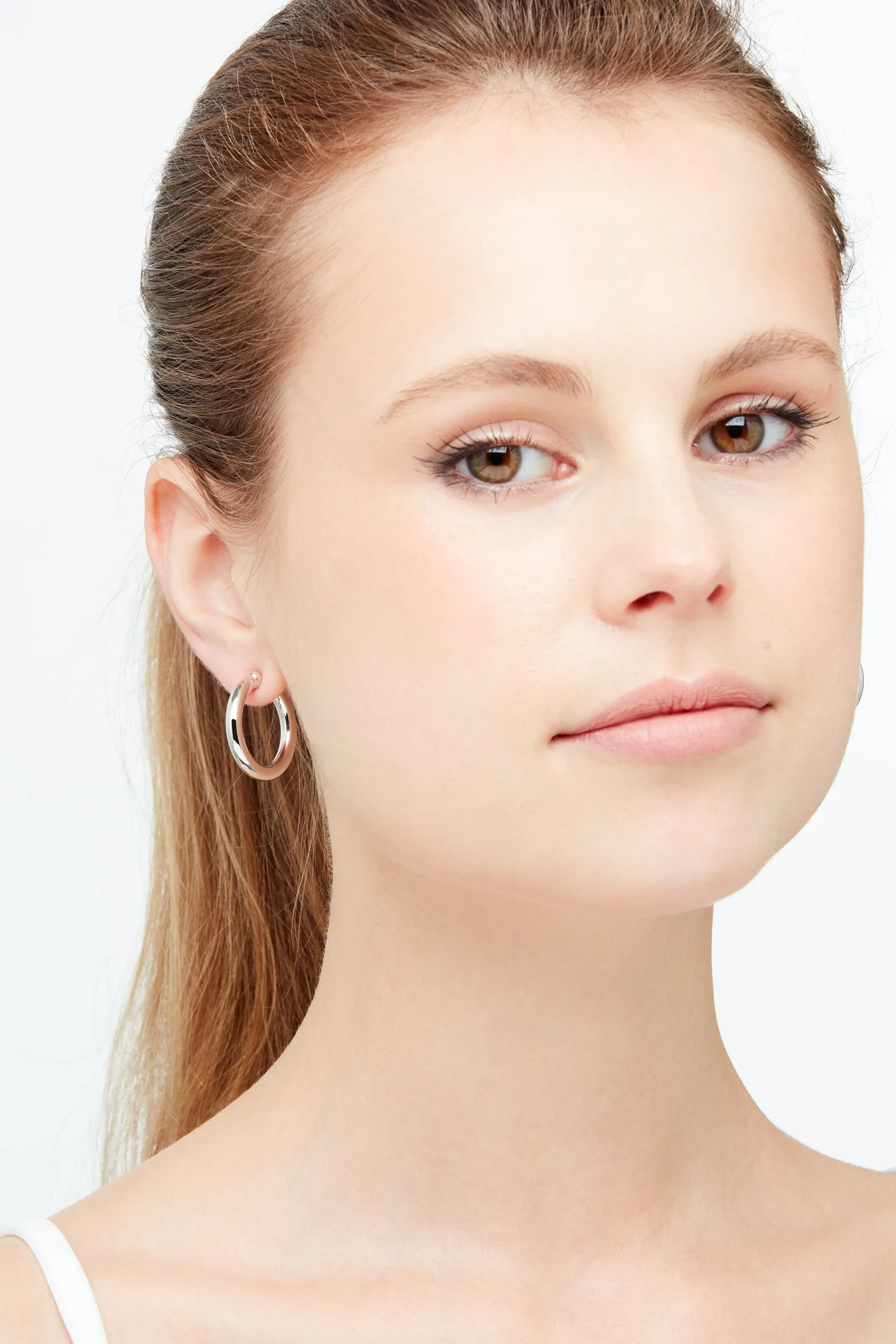 Platinum Hoop Clip Earrings