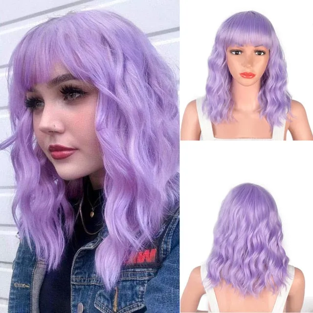 Presidential Hair 'Stamped Glorious 14inches Natural Wave Wig Bob Red Wig With Bangs Synthetic Short Wigs for Women Heat Resistant Fiber Hair