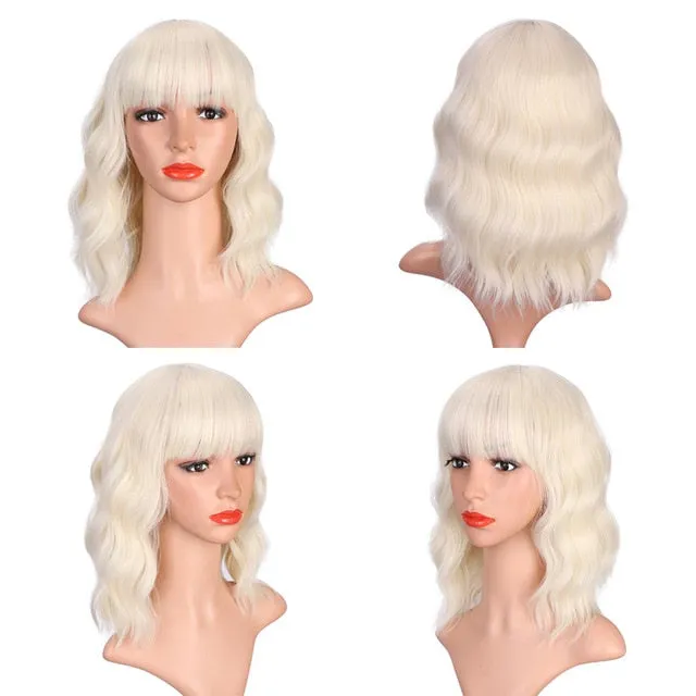 Presidential Hair 'Stamped Glorious 14inches Natural Wave Wig Bob Red Wig With Bangs Synthetic Short Wigs for Women Heat Resistant Fiber Hair