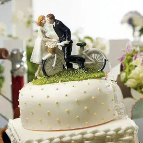 "A Kiss Above" Bicycle Bride and Groom Couple Figurine (Pack of 1)