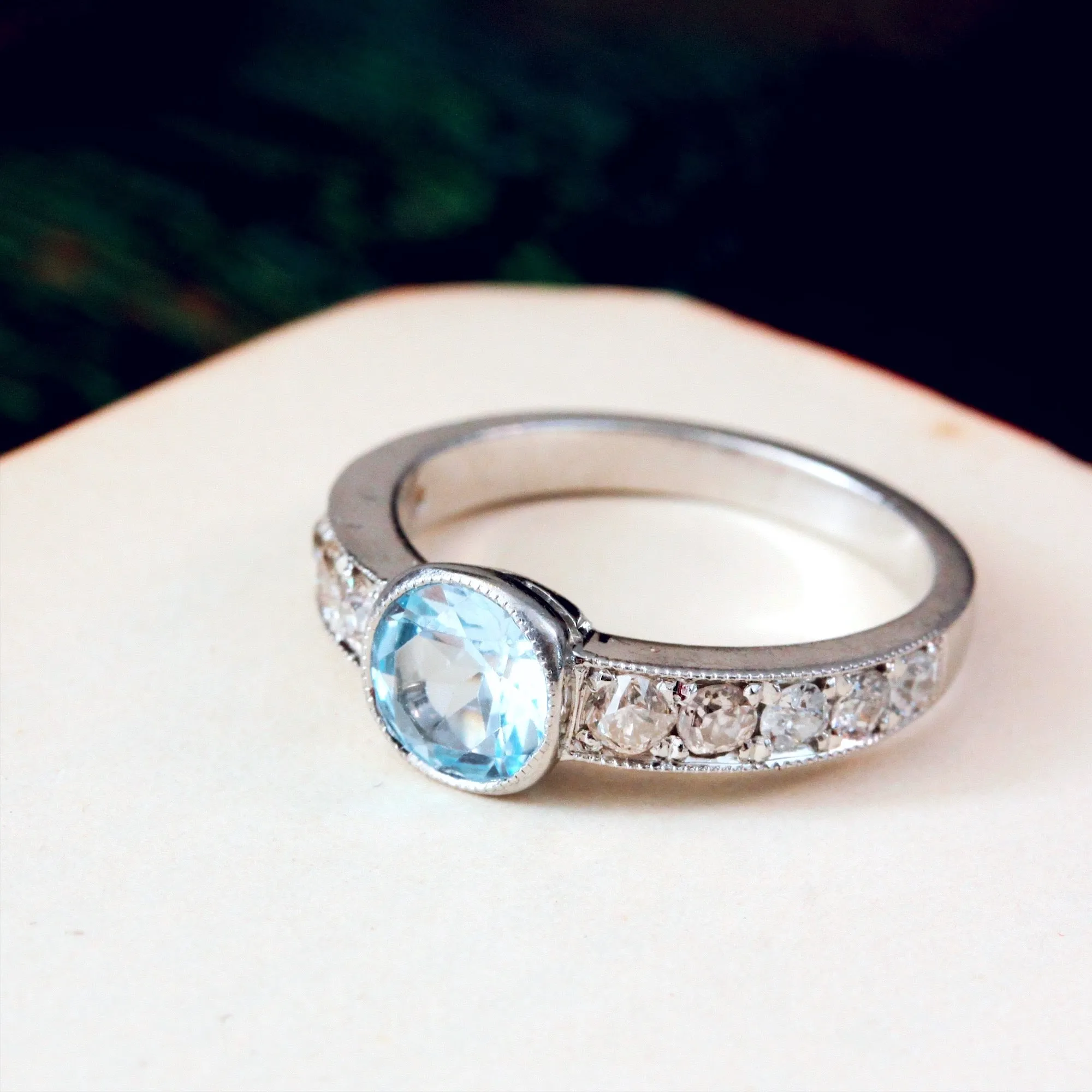 Radiant Glitter!! Handmade Topaz & Diamond Ring