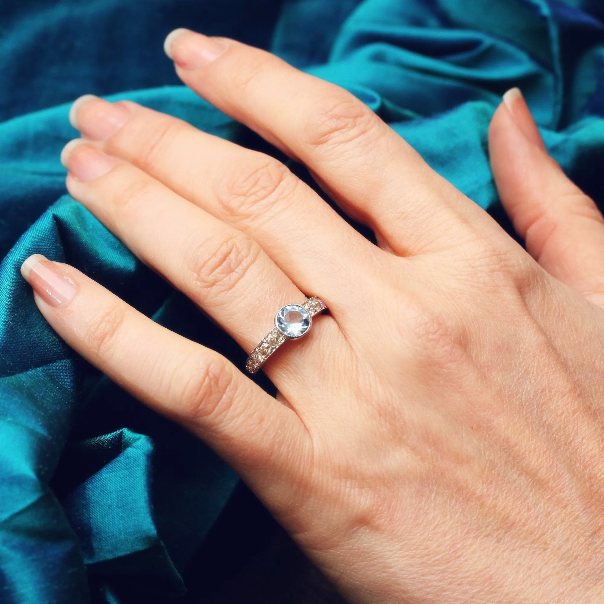 Radiant Glitter!! Handmade Topaz & Diamond Ring