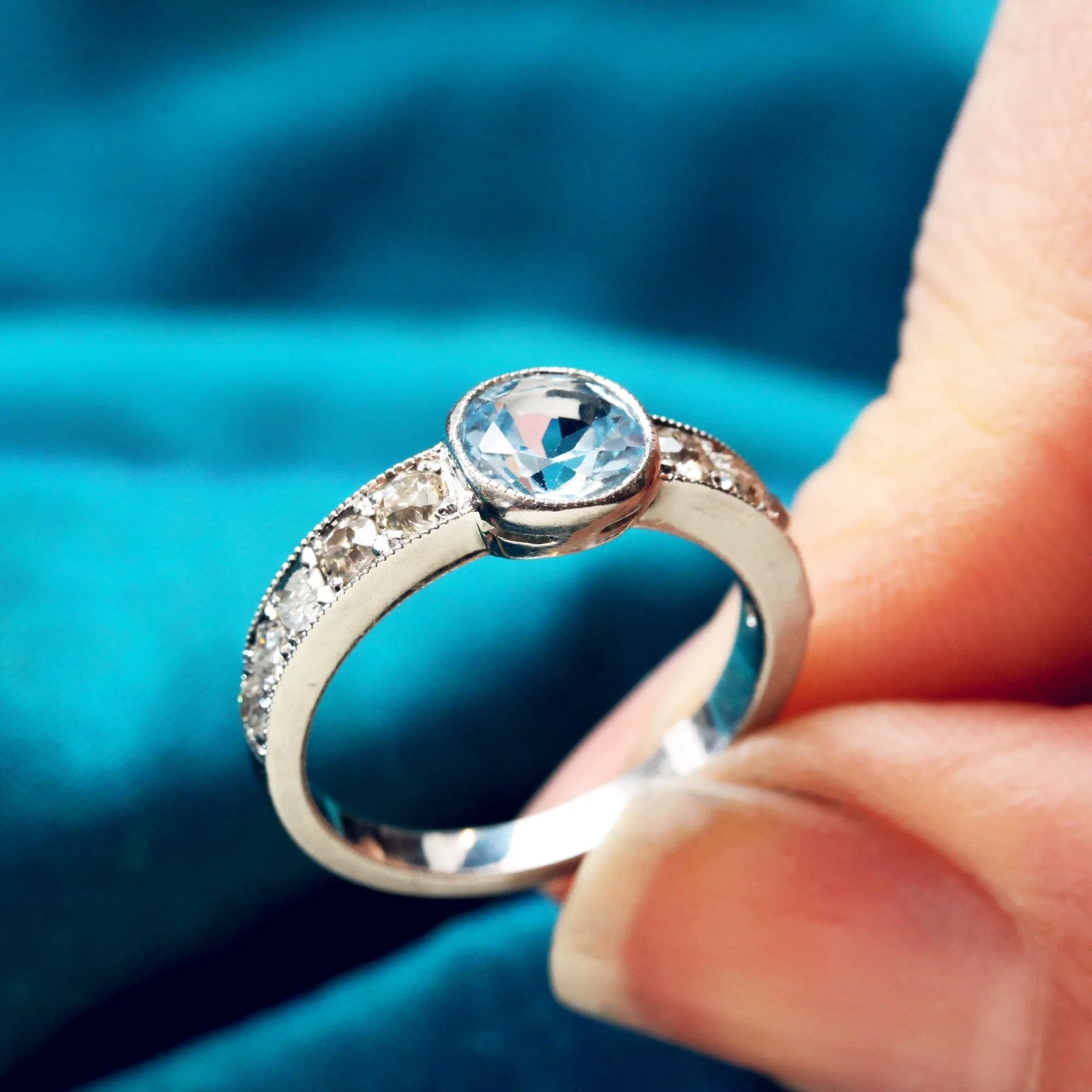 Radiant Glitter!! Handmade Topaz & Diamond Ring