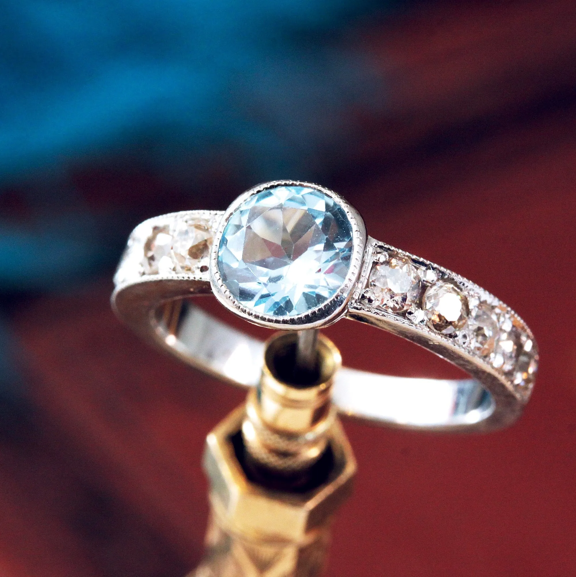 Radiant Glitter!! Handmade Topaz & Diamond Ring
