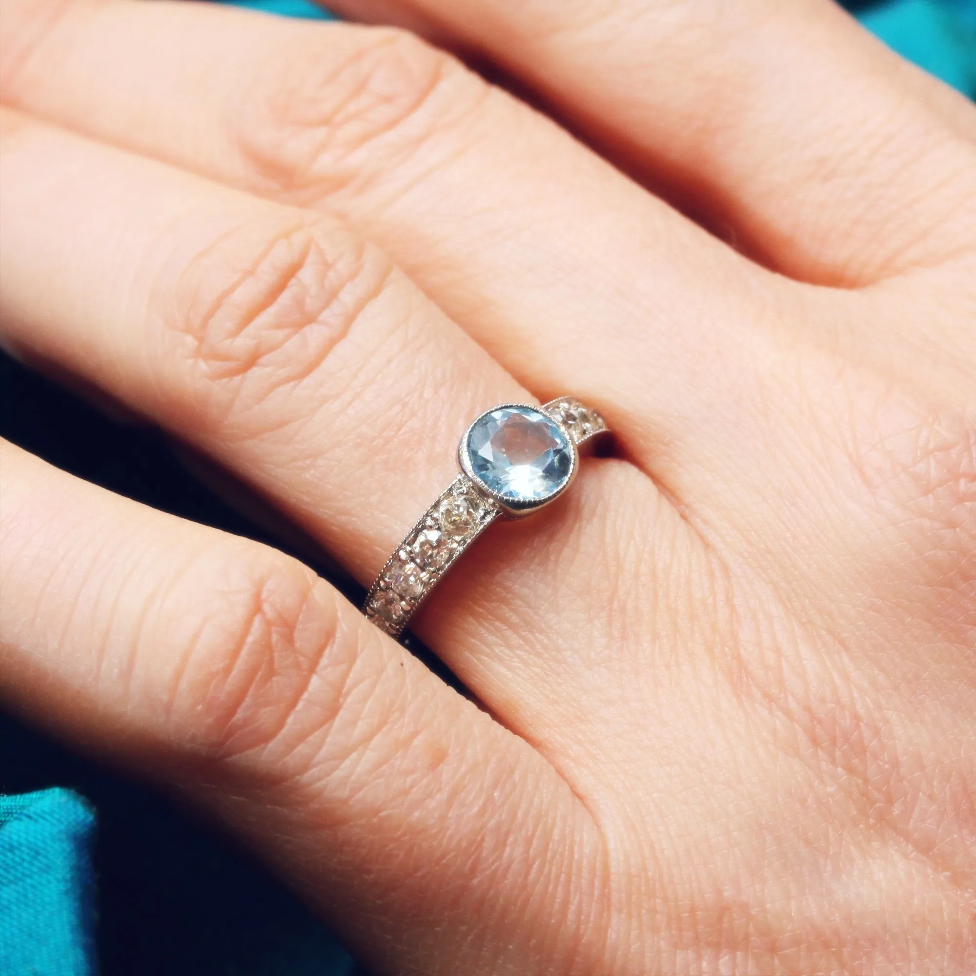 Radiant Glitter!! Handmade Topaz & Diamond Ring